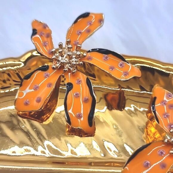 New ZARA tropical flower stud earrings - Picture 4 of 13